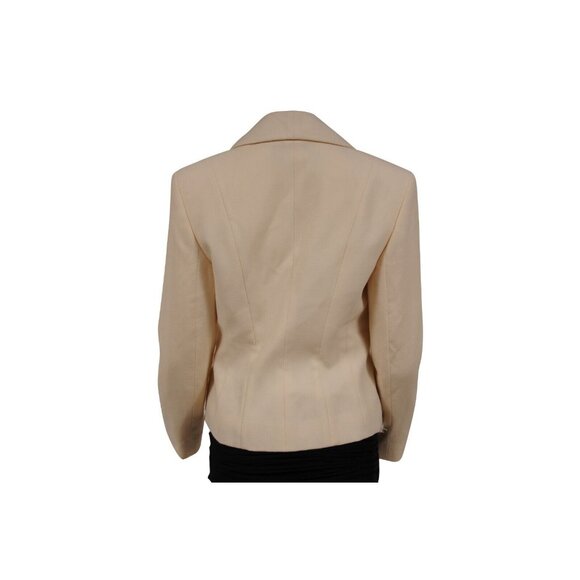 Christian Dior Vintage 2000's Shawl Lapel Fringe Blazer US 10 FR 42 Cream Wool - Picture 6 of 16